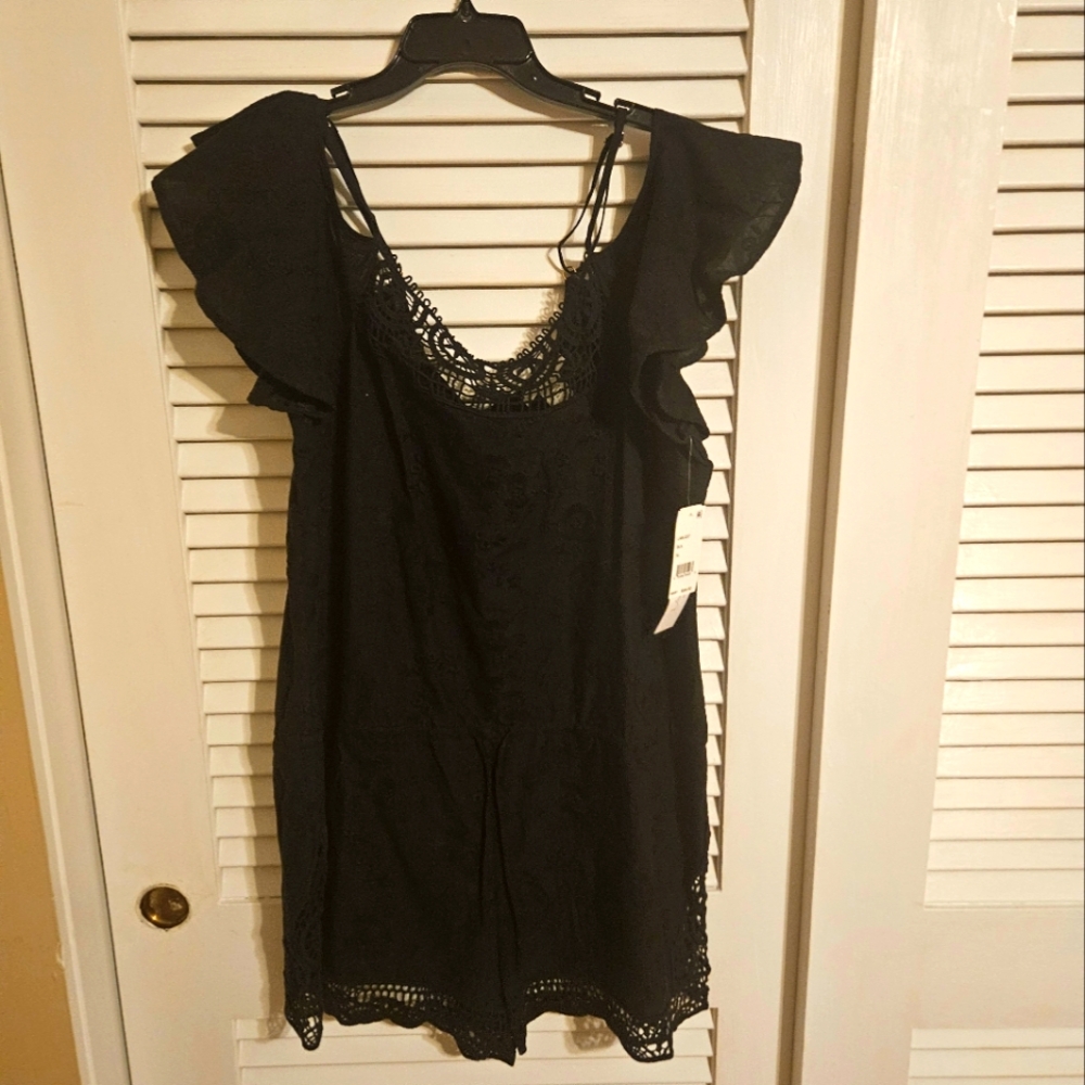 La Blanca Xl Black Lace Romper Nwts $99